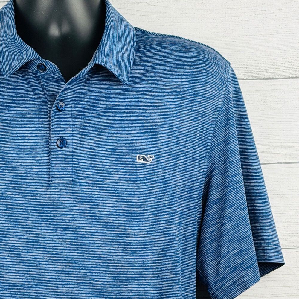 Vineyard Vines Blue Stripe Polo Shirt Mens Large - Picture 2 of 11